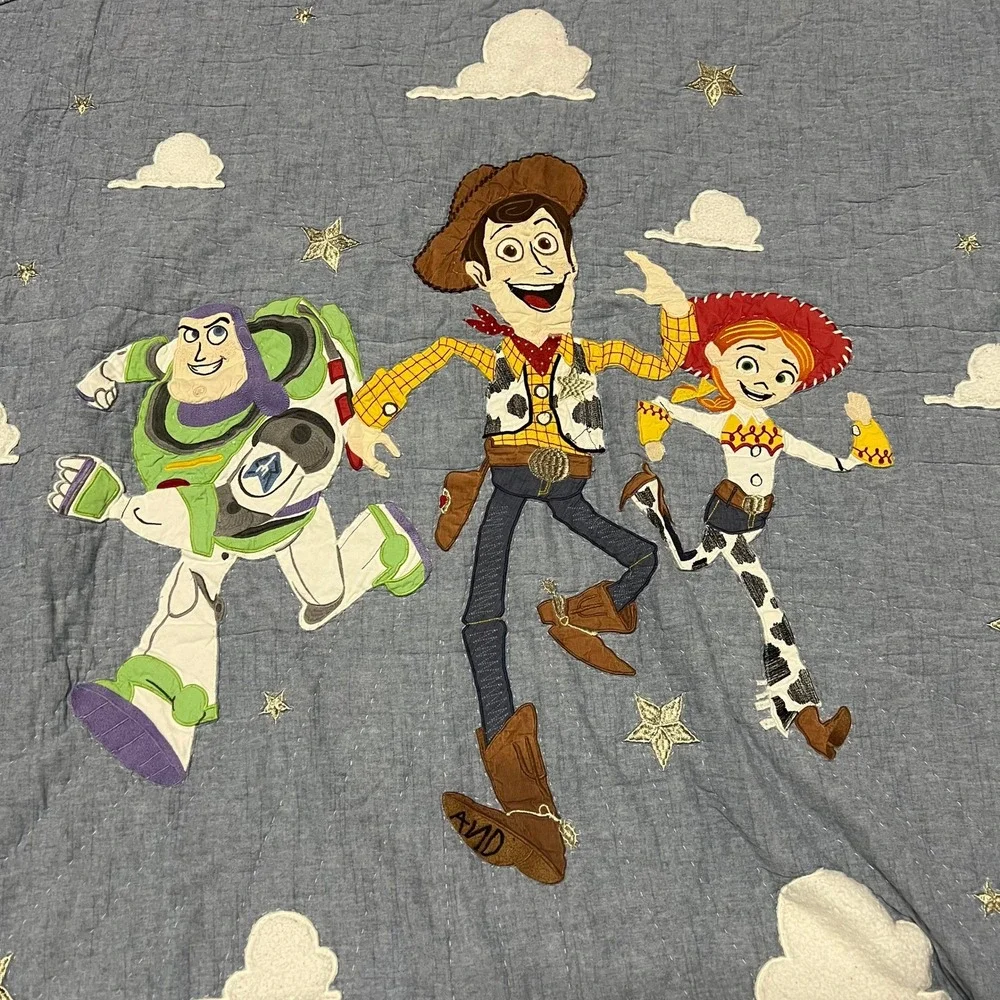 Pottery Barn Kids Disney Toy Story Twin Quilt Woody Buzz Jessie Blue Striped